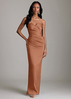 Azazie Sonora Suknie dla druhen Osłona Bez ramiączek Satyna elastyczna Do ziemi Sukienka image6