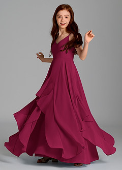 Azazie Karan Junior Vestido Borgoña de Gasa de Corte en A image5