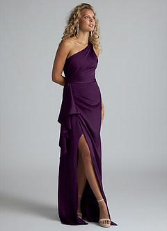 Azazie Maive Robes de demoiselle d'honneur Robe Fourreau en Satin extensible Rayé Grain De Raisin image9