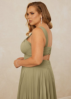 Christian Siriano Bridal for Azazie 1009 Bridesmaid Dresses Moss Green A-Line Pleated Chiffon Dress image10