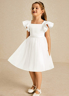 Azazie Kaeya Sukienki dla dziewczynek sypiących kwiaty Linia A Ukłon Tiul Długość do kolan Sukienka image4