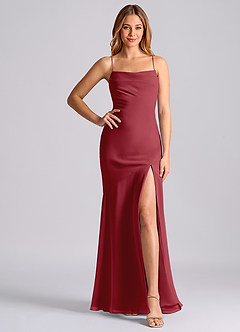 Azazie Grata Bridesmaid Dresses Pomegranate Mermaid Pleated Chiffon Dress image6