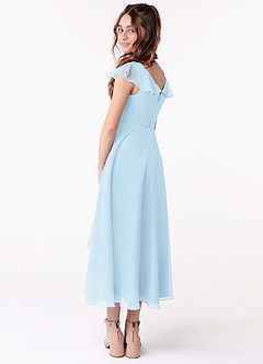 Azazie Posie Junior Sky Blue A-Line Ruched Chiffon Dress image2