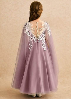Azazie Dandelion Flower Girl Dresses Dusty Rose Ball-Gown Lace Dress image2