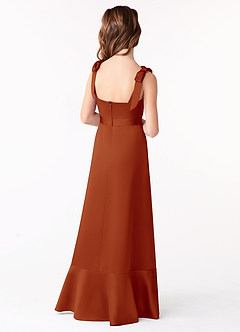 Azazie Barbara Junior Paprika A-Line Bow Matte Satin Dress image3