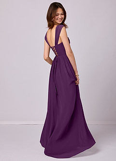 Barbie ♥ Azazie Bridesmaid Dresses Grape A-Line Corset Chiffon Dress image4