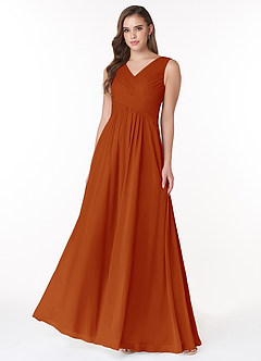 Azazie Flora Bridesmaid Dresses Paprika A-Line Pleated Chiffon Dress image1