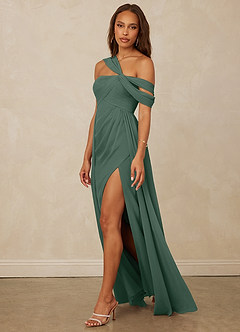 Christian Siriano Bridal for Azazie 1014 Bridesmaid Dresses Sea Moss A-Line Off the Shoulder Chiffon Dress image8