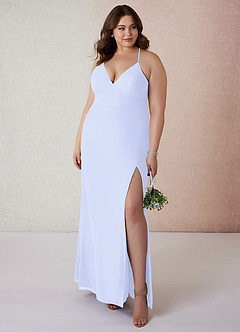 Azazie Becca Bridesmaid Dresses Lavender Sheath V-Neck Chiffon Dress image7