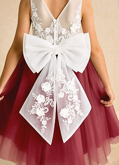Azazie Lina Flower Girl Dresses Ivory Pomegranate Ball-Gown Lace Dress image7