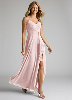 Azazie Akita Bridesmaid Dresses Blushing Pink A-Line Chiffon Dress image2