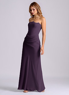Azazie Debby Bridesmaid Dresses Plum Mermaid Strapless Chiffon Dress image3