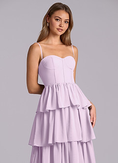 Azazie Faye At-home Try On Dresses Black A-Line Sweetheart Neckline Chiffon Dress image2