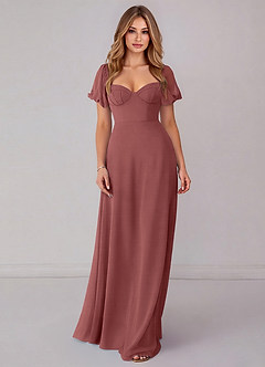 Azazie Fatima Bridesmaid Dresses Amethyst A-Line with Pockets Chiffon Dress image3