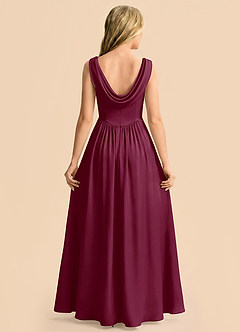 Azazie Novi Junior Mulberry A-Line Pleated Stretch Satin Dress image2