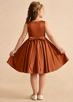 Azazie Prima Flower Girl Dresses Burnt Orange A-Line Bow Matte Satin Dress image2