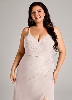 Azazie Maci Bridesmaid Dresses Rose Petal Sheath Pleated Chiffon Dress image12