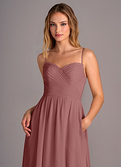 Azazie Joni At-home Try On Dresses Agave A-Line Strapless Chiffon Convertible Dress image2