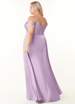 Azazie Ocean Robes de demoiselle d'honneur Robe Trapèze en Satin extensible Col V plissé Frostiges Flieder image9