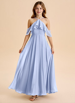 Azazie Tessabelle Junior Ice A-Line Off the Shoulder Chiffon Dress image5