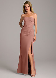 Azazie Chantel Bridesmaid Dresses Cedar Rose Sheath Strapless Chiffon Convertible Dress image3