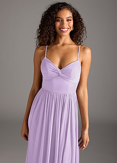 Azazie Zeya Bridesmaid Dresses Lilac A-Line Pleated Mesh Dress image7
