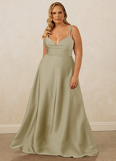 Christian Siriano Bridal for Azazie 1001 Bridesmaid Dresses Moss Green A-Line Sweetheart Neckline Stretch Satin Dress image11