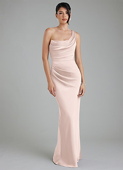 Azazie Sabrina Bridesmaid Dresses Blushing Pink Mermaid Corset Stretch Satin Dress image6