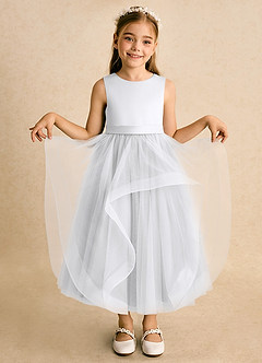 Azazie Vana Robe Demoiselle D'honneur Fillette Robe Princesse en Tulle Arc Blanc image2