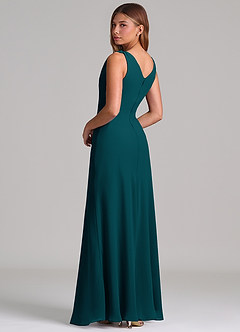 Azazie Nerine Brudtärnklänningar Klä av A-Linje i Chiffong Plisserad Tallgrön image2