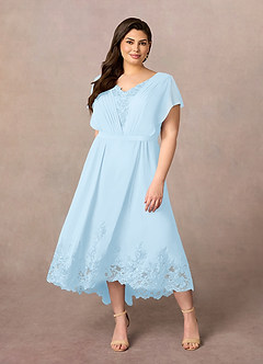 Azazie Palana vestidos de madre de la novia Vestido de Azul Cielo de Gasa de Corte En A con Encaje image6