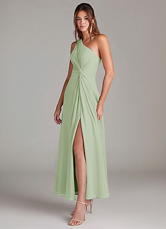 Azazie Brooke Brautjungfernkleider A-Linie One-Shoulder Chiffon Kleid Staubiger Salbeigrün image3