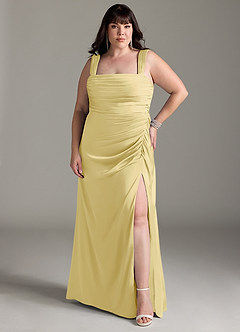 Azazie Jesaphine Brudtärnklänningar Klänning av Tubklänning i Stretch Satin Rosett Citronsorbet image8