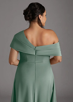 Azazie Milton Mère de la mariée Robes Robe Trapèze en Satin extensible Plissée Sauge D'argent image10