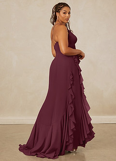 Christian Siriano Bridal for Azazie 1006 Bridesmaid Dresses Cabernet Mermaid Ruched Chiffon Dress image9