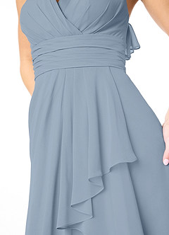 Azazie Aviv Bridesmaid Dresses Dusty Blue A-Line Pleated Chiffon Dress image4