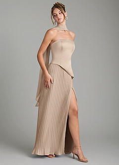 Azazie Tierney Bridesmaid Dresses Taupe A-Line Strapless Chiffon Convertible Dress image9