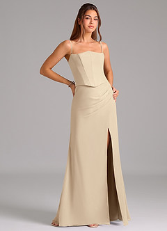 Azazie Jenine Bridesmaid Dresses Champagne Mermaid Strapless Chiffon Dress image6