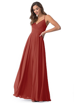 Azazie Avelina Bridesmaid Dresses A-Line V-Neck Pleated Chiffon Floor-Length Dress image4