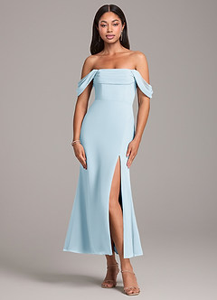 Azazie Saige Bridesmaid Dresses Sky Blue Sheath Off the Shoulder Chiffon Convertible Dress image1