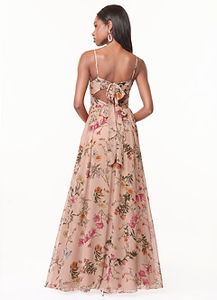 Azazie Zeya Bridesmaid Dresses Rose Petal Floral A-Line V-Neck Pleated Chiffon Dress image3