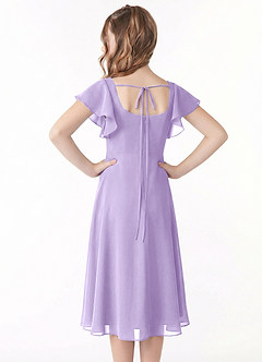 Azazie Bondi Junior A-Line Ruchede Chiffon Te-længde Junior brudepige Kjole image3