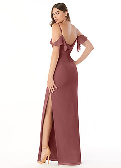 Azazie Emeralda Brautjungfernkleider Etui Schulterfrei Chiffon Kleid Amethyst image4