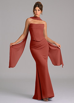 Azazie Sorrel Bridesmaid Dresses Terracotta Mermaid Corset Chiffon Dress image1