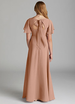 Azazie Kimber Junior Champagne Rose A-Line Pleated Chiffon Dress image2