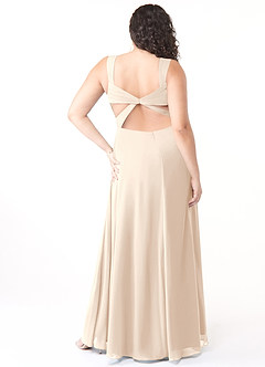 Azazie Nahrin Bridesmaid Dresses White Alabaster A-Line V-Neck Pleated Chiffon Dress image8