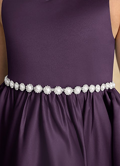 Azazie Julietta Flower Girl Dresses Plum Ball-Gown Convertible Tulle Dress image10