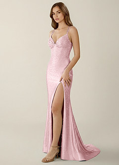 Sylvan Pink V-neck Hot Rhinestones Corset Prom Dress image3