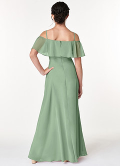 Azazie Maggie Junior Matcha A-Line Off the Shoulder Chiffon Dress image2
