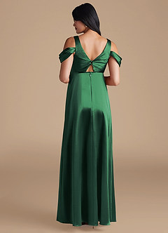Azazie Rhea Maternity Bridesmaid Dresses A-Line Pleated Metallic Satin Floor-Length Dress image2